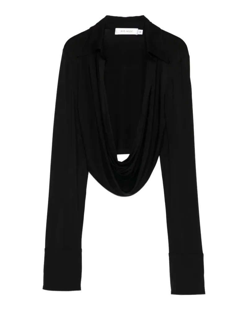Aya Muse draped collared top - Schwarz Schwarz