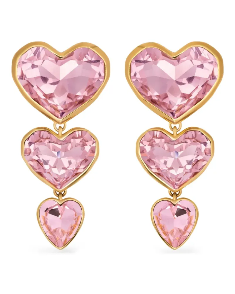 Oscar de la Renta crystal heart drop clip-on earrings - Gold Gold