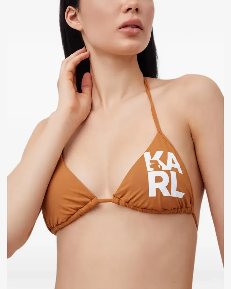 Karl Lagerfeld logo-print triangle bikini top - Braun Braun