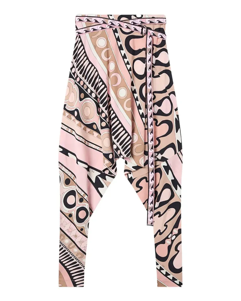 Emilio Pucci flowing pants with printed belt - Rosa Rosa