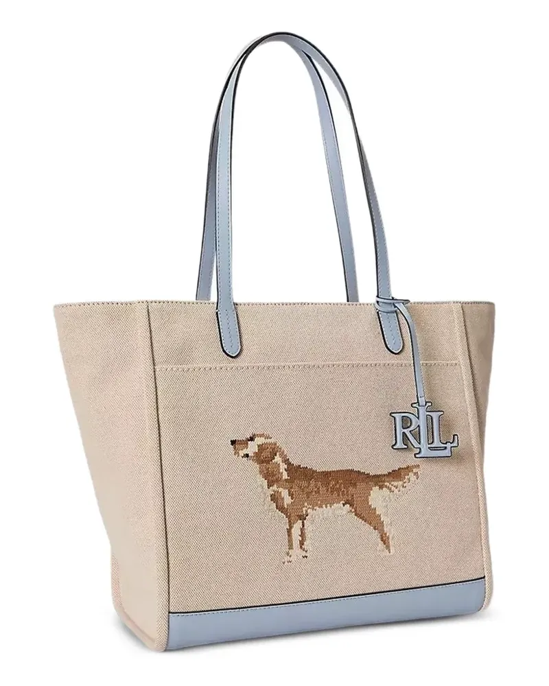 Ralph Lauren large Cameryn dog-embroidery tote bag - Nude Nude