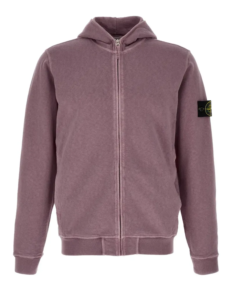 Stone Island front-zip logo-badge hoodie - Violett Violett