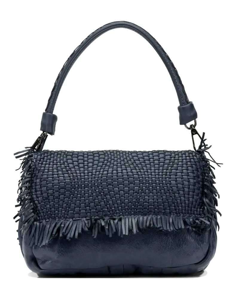 Reptile's House Anfora woven fringed leather shoulder bag - Blau Blau