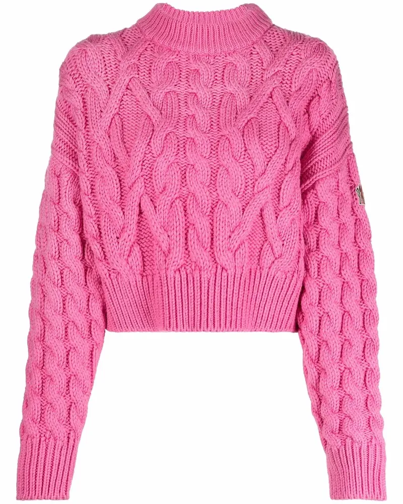 Moncler Cropped-Pullover mit Zopfmuster - Rosa Rosa