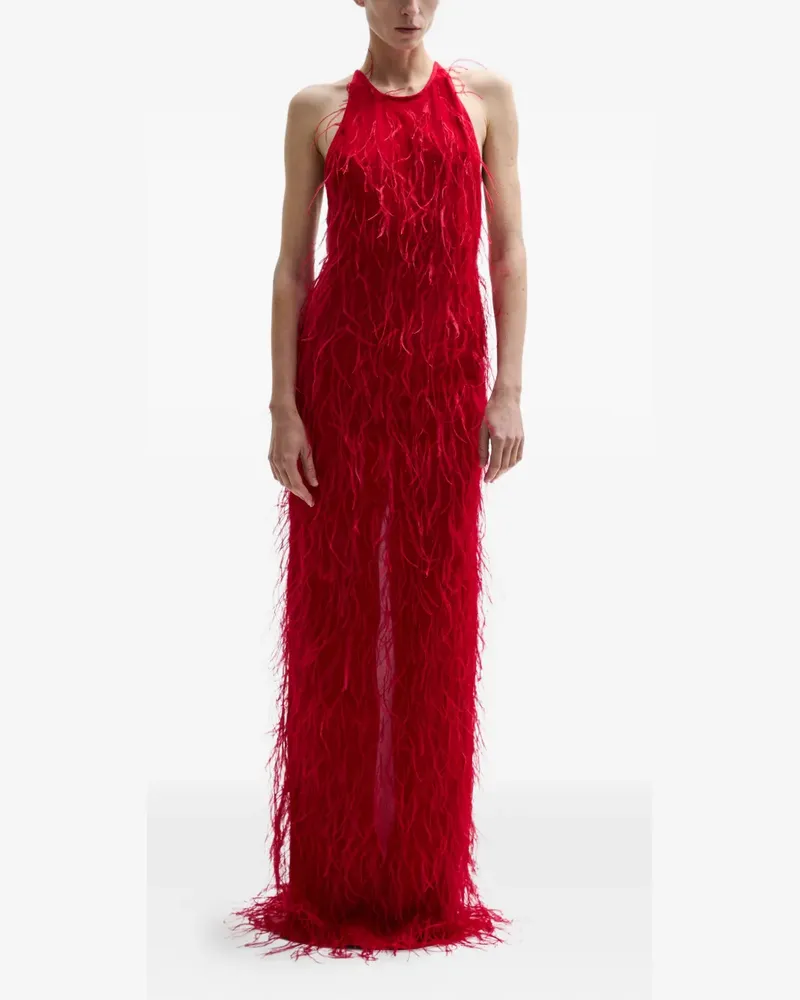 ATU Body Couture Ember feather halterneck maxi dress - Rot Rot