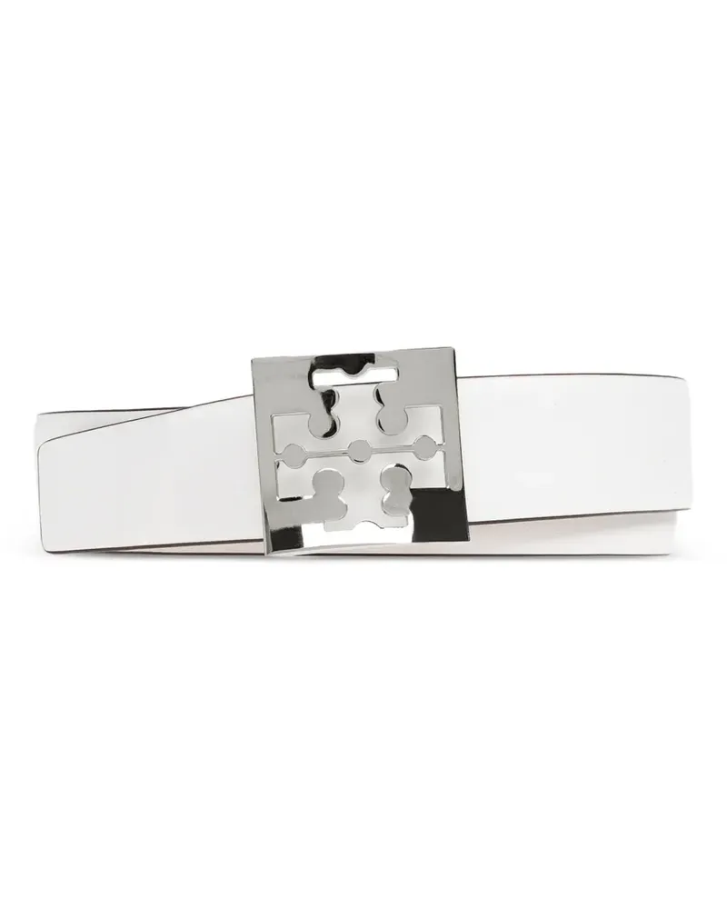 Tory Burch Wendbarer Gürtel mit Logo-Schild - Weiß Weiß