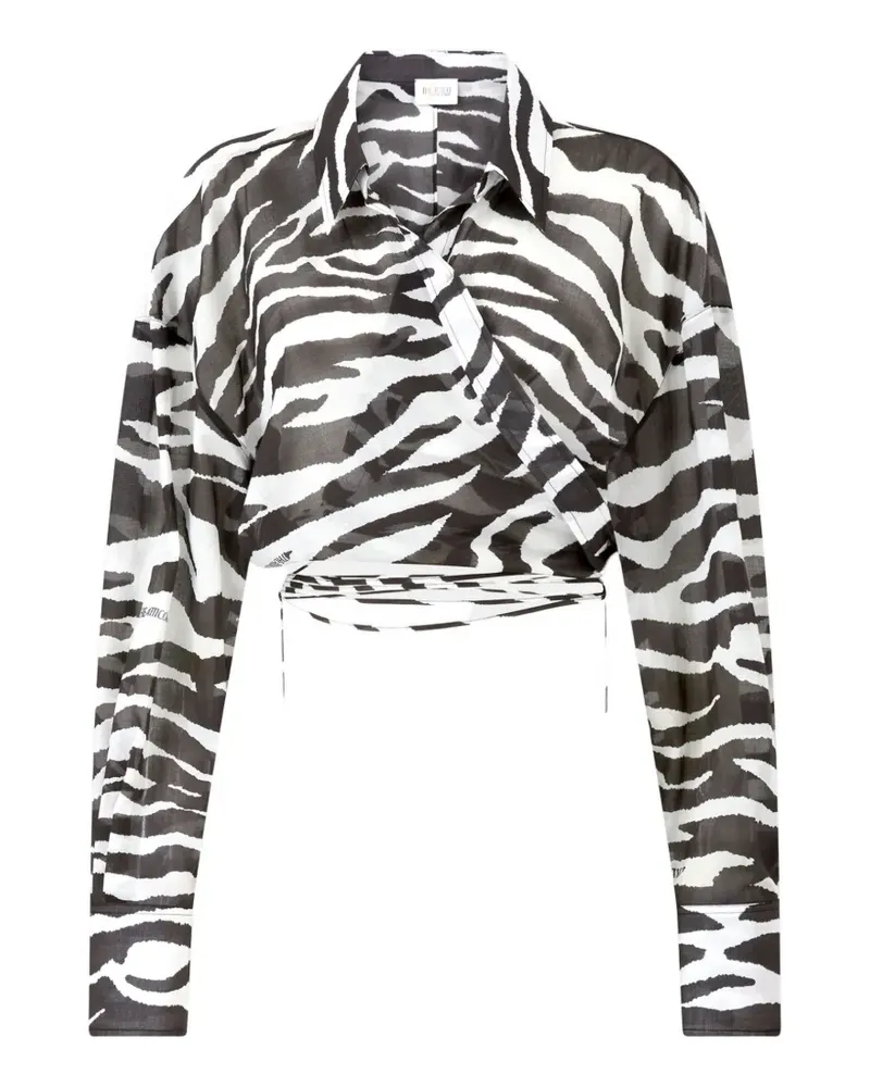 ATTICO Wickelbluse mit Zebra-Print - Schwarz Schwarz