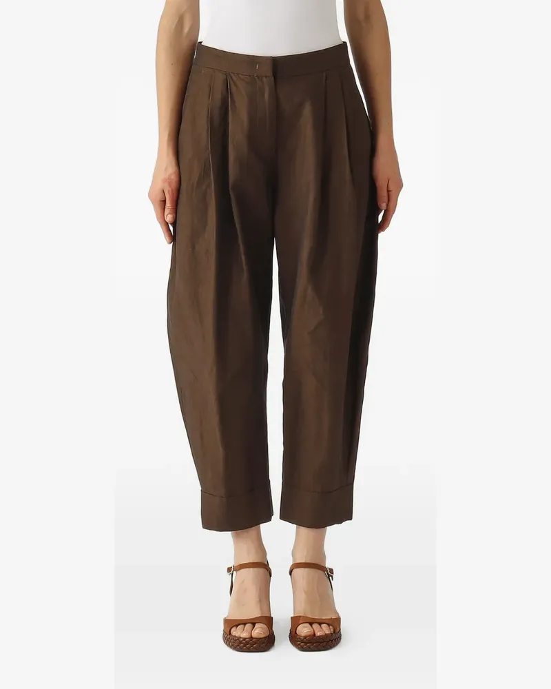 PT TORINO pleated-waist turned-up-cuff trousers - Braun Braun