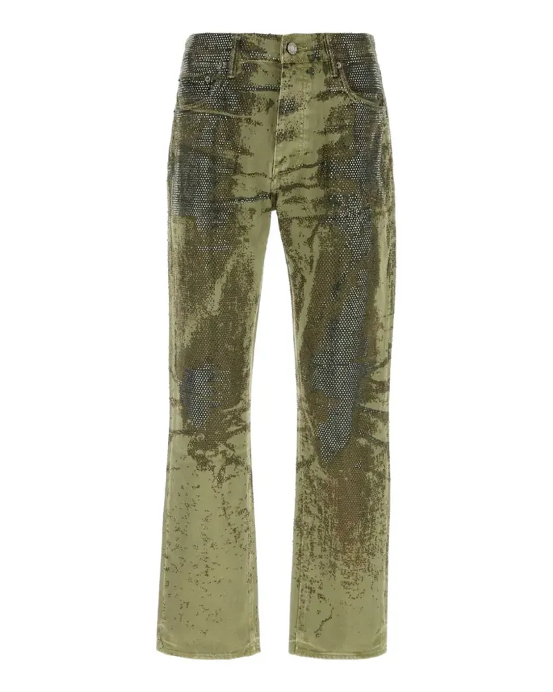 PURPLE BRAND P011 Trompe-l'oeil-Jeans mit Kristallen - Grün Grün