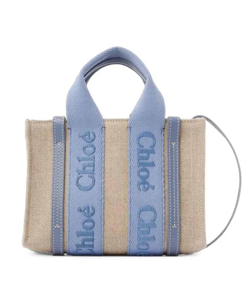 Chloé Woody logo-print tote bag - Nude Nude