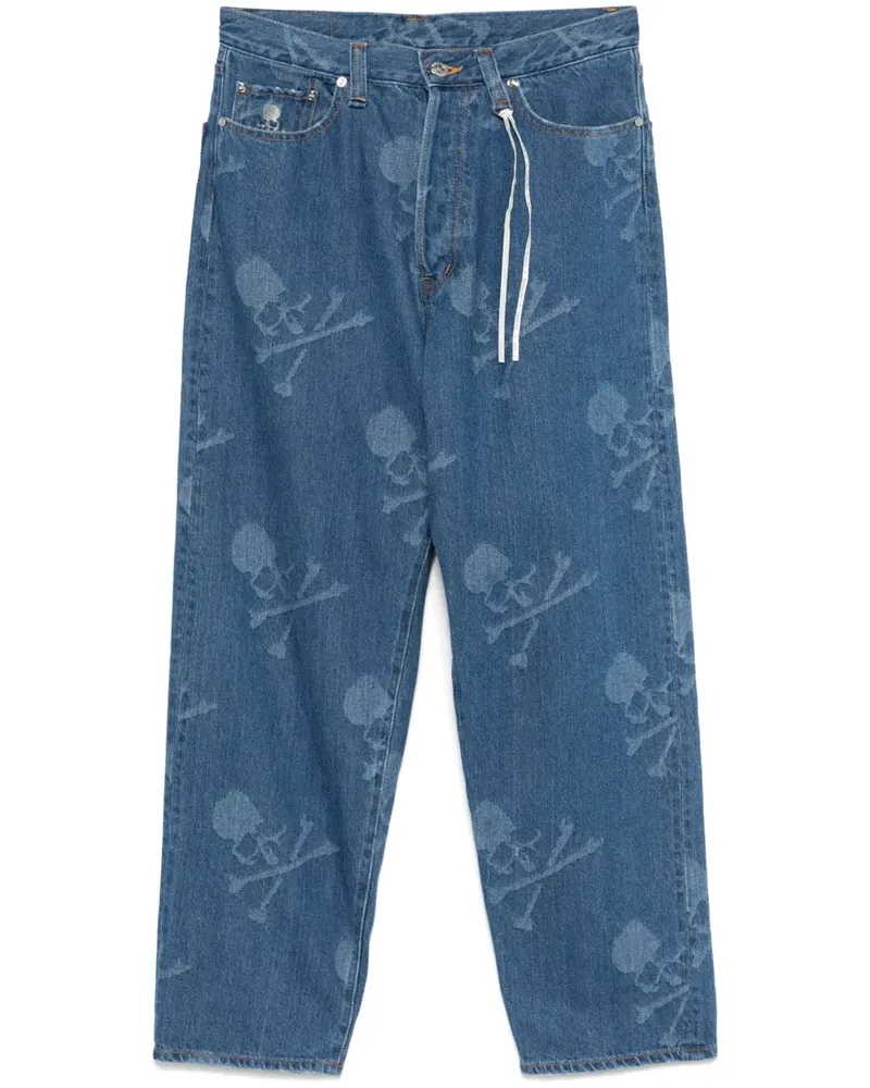 Mastermind Japan Gerade Jeans mit Monogrammmuster - Blau Blau