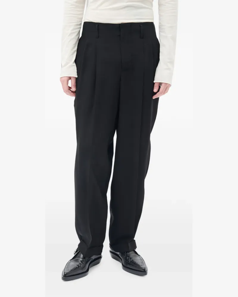 Ann Demeulemeester Agdar Tapered-Hose mit Falten - Schwarz Schwarz