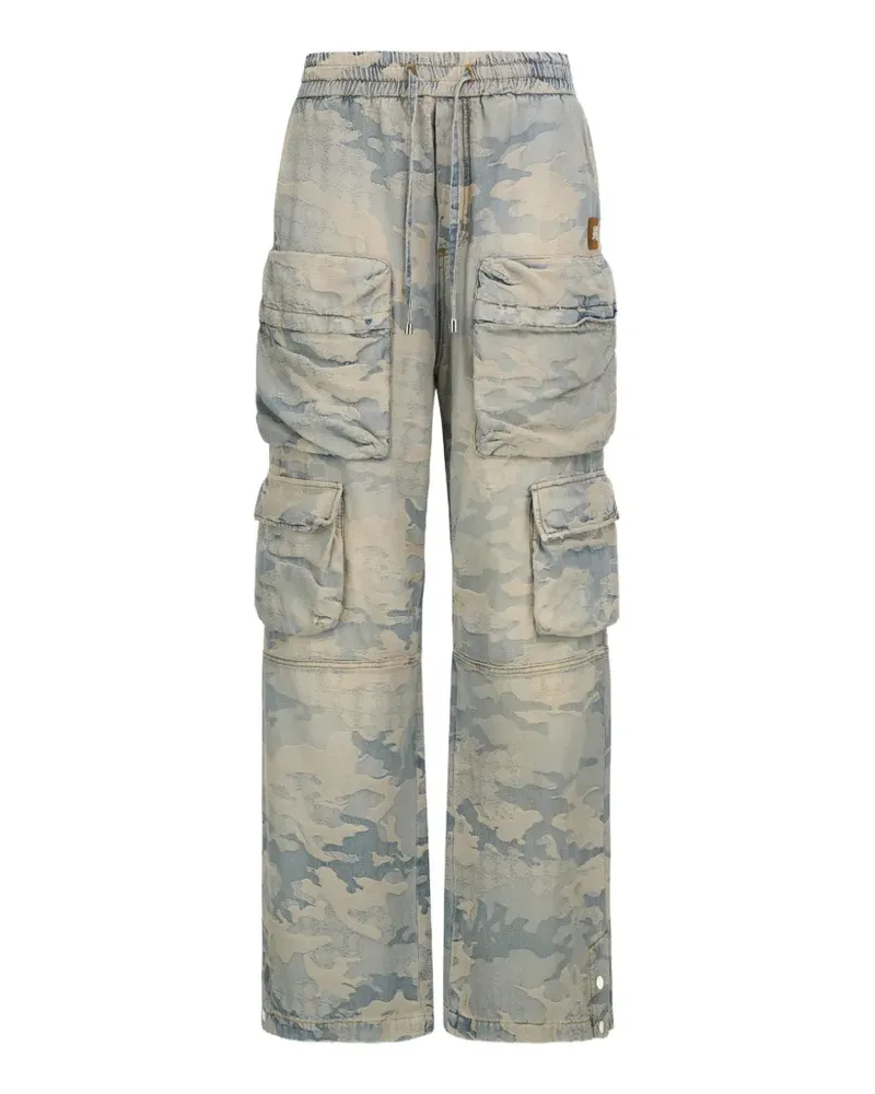 Amiri Baggy Cargo-Jeans in Camo-Jacquard - Blau Blau