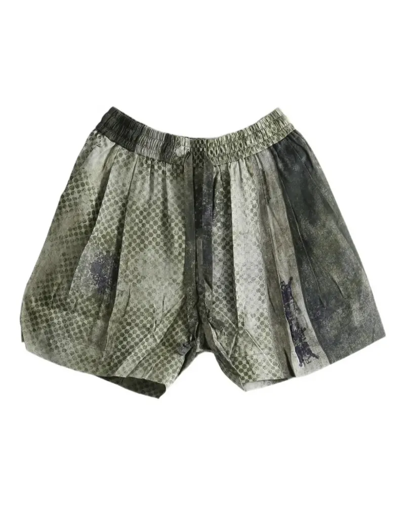 Ziggy Chen patterned silk shorts - Grün Grün