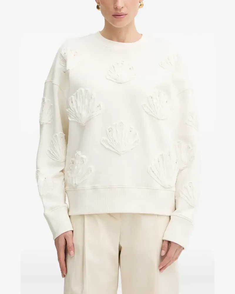forte_forte shell-appliqué sweatshirt - Nude Nude