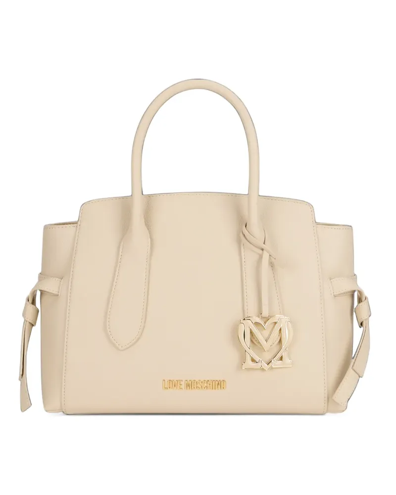 Moschino Schultertasche mit Logo-Schild - Nude Nude