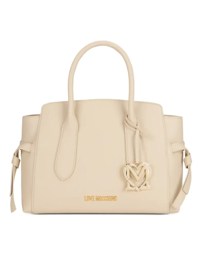Moschino Schultertasche mit Logo-Schild - Nude Nude