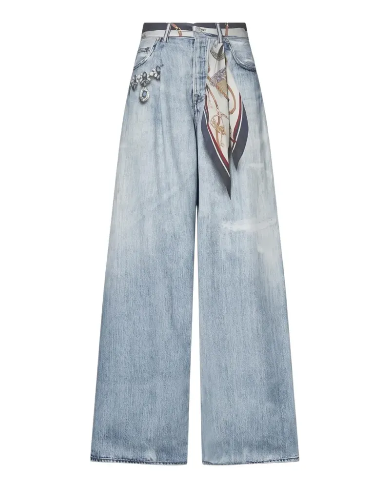 Liu Jo Schlagjeans mit Schal - Blau Blau