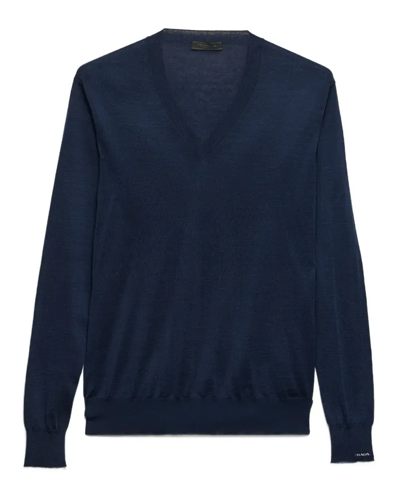 Prada V-neck ribbed sweater - Blau Blau