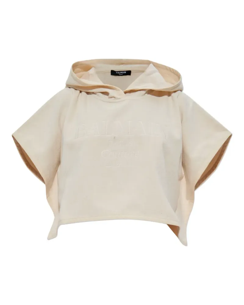 Balmain Hoodie mit kurzen Ärmeln - Nude Nude