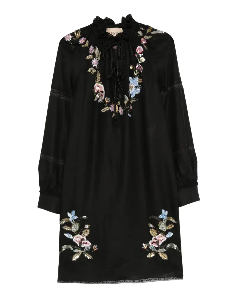 Valentino Garavani Kleid mit Blumenstickerei - Schwarz Schwarz