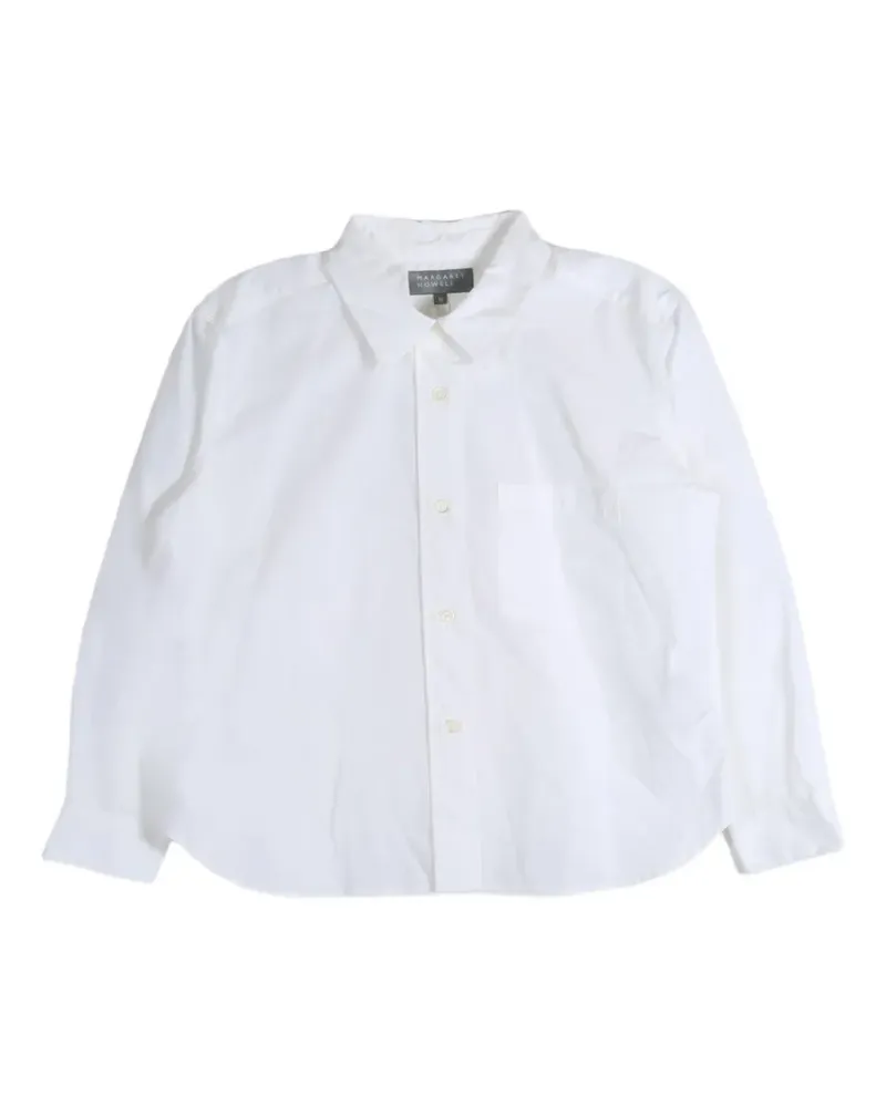 Margaret Howell chest-pocket curved-hem shirt - Weiß Weiß
