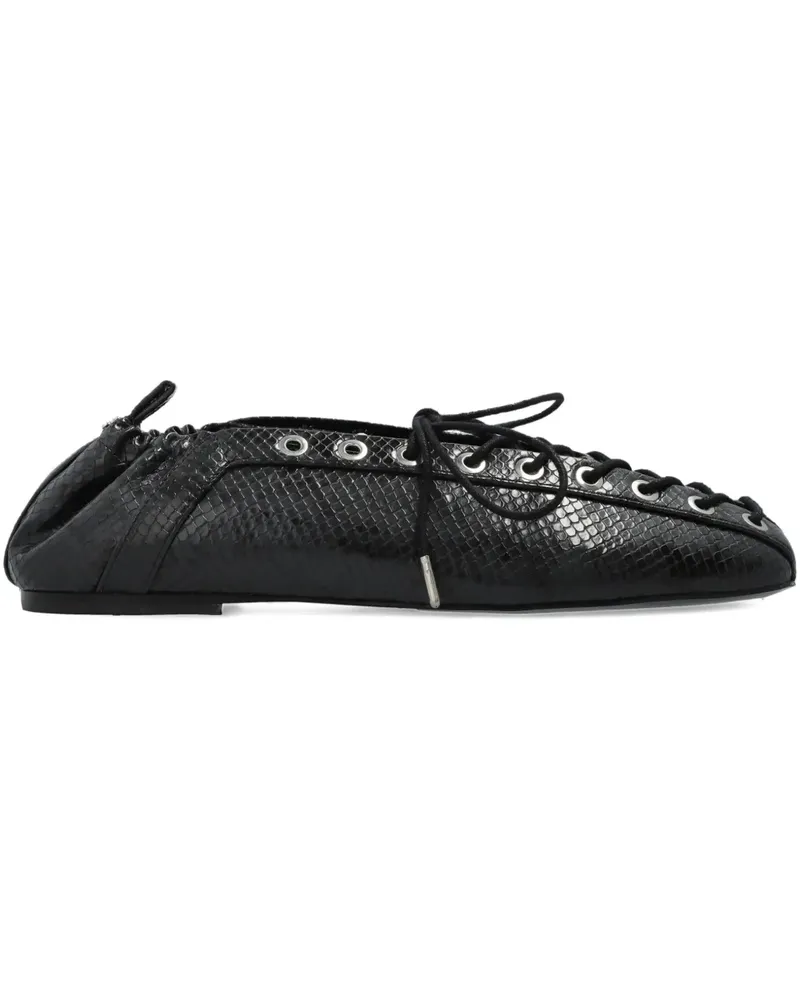 Ganni Ballerinas in Schlangenleder-Optik - Schwarz Schwarz