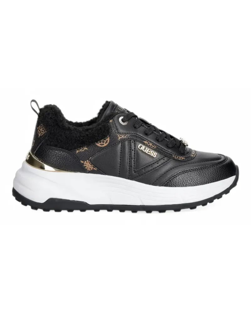 Guess Facter Sneakers mit Shearling-Besatz - Schwarz Schwarz
