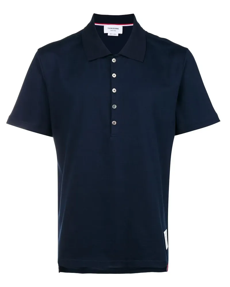 Thom Browne Poloshirt mit Logo-Patch - Blau Blau