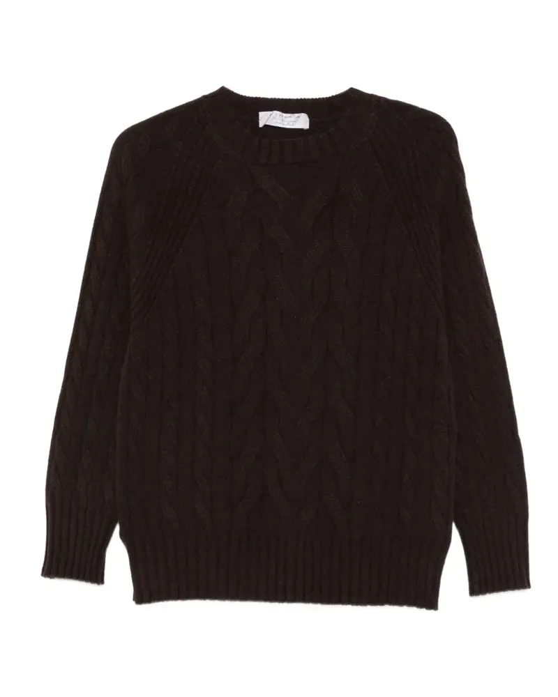 D.EXTERIOR Pullover mit Zopfmuster und Raglanärmeln - Braun Braun