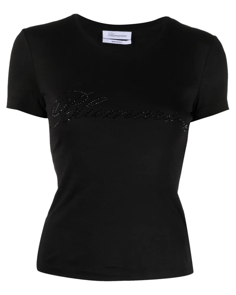 Blumarine T-Shirt mit Logo-Verzierung - Schwarz Schwarz