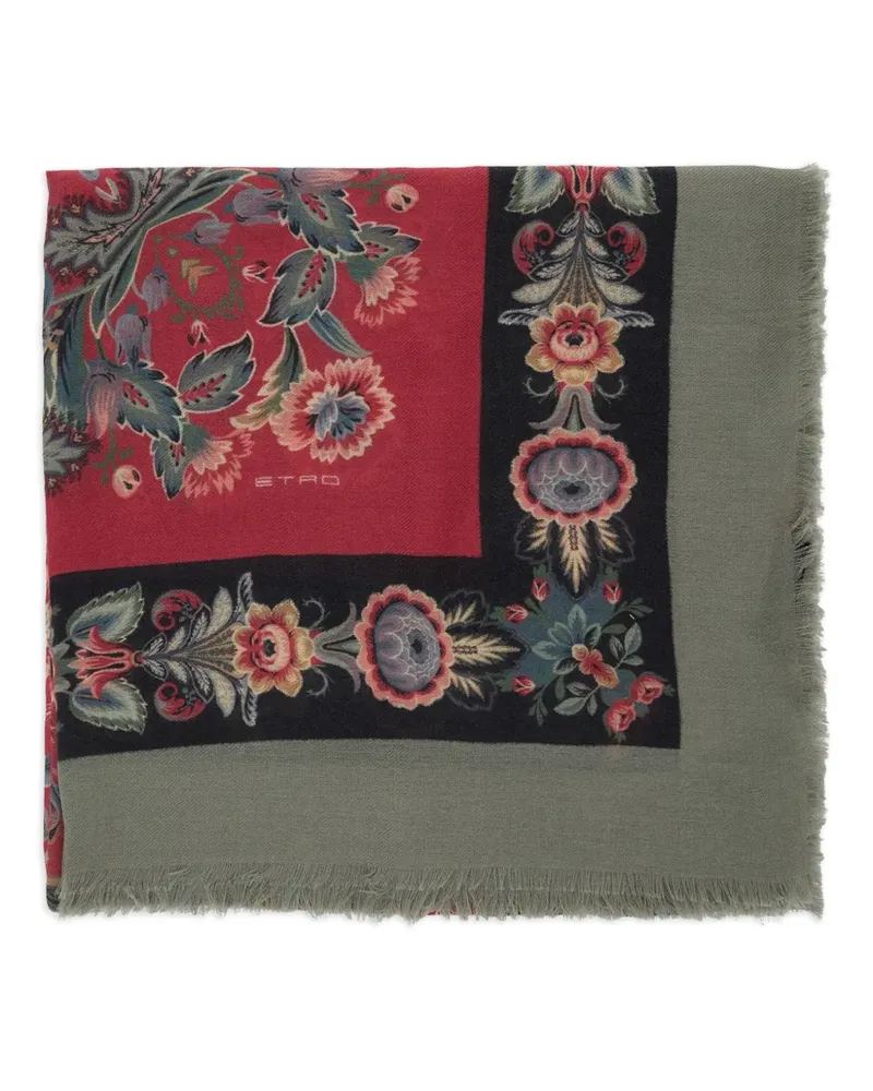 Etro Schal mit Blumen-Print - Grün Grün