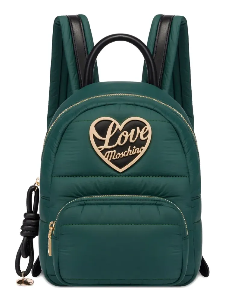 Moschino Gesteppter Rucksack mit Herz-Schild - Grün Grün