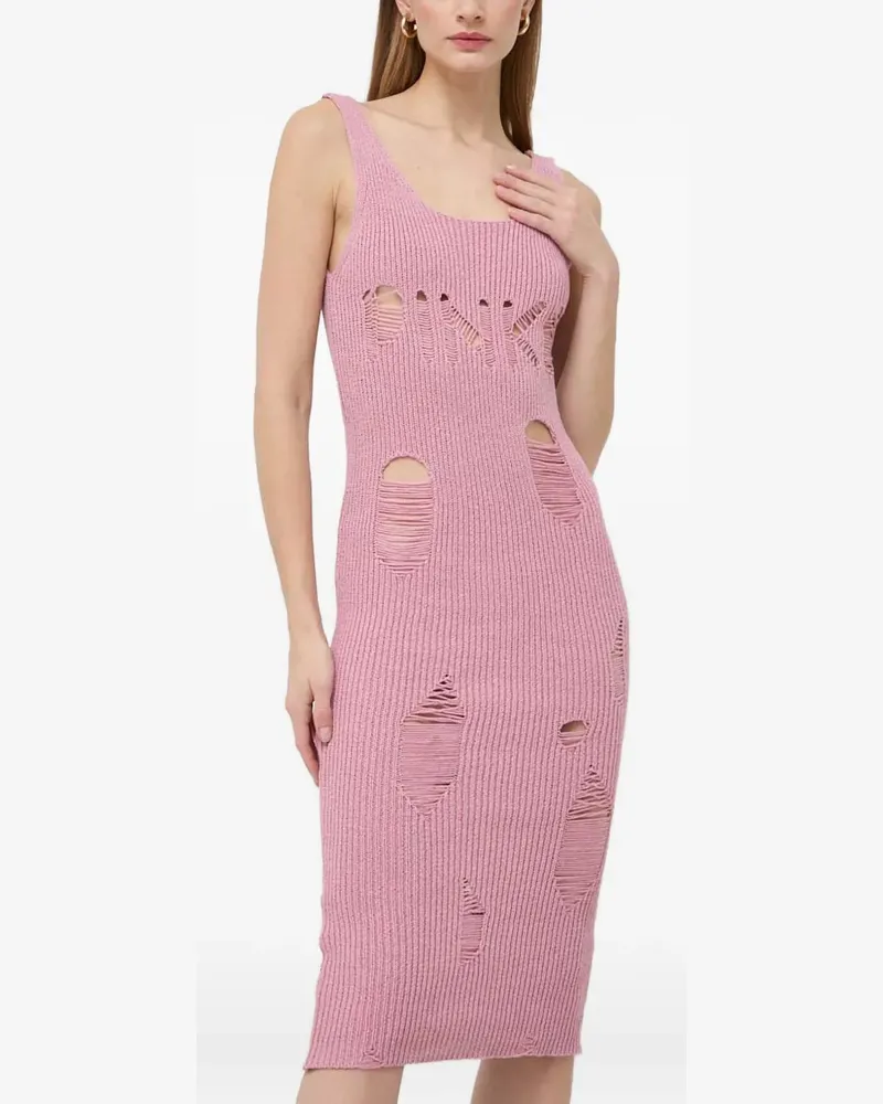Pinko Geripptes Midikleid mit Cut-Outs - Rosa Rosa