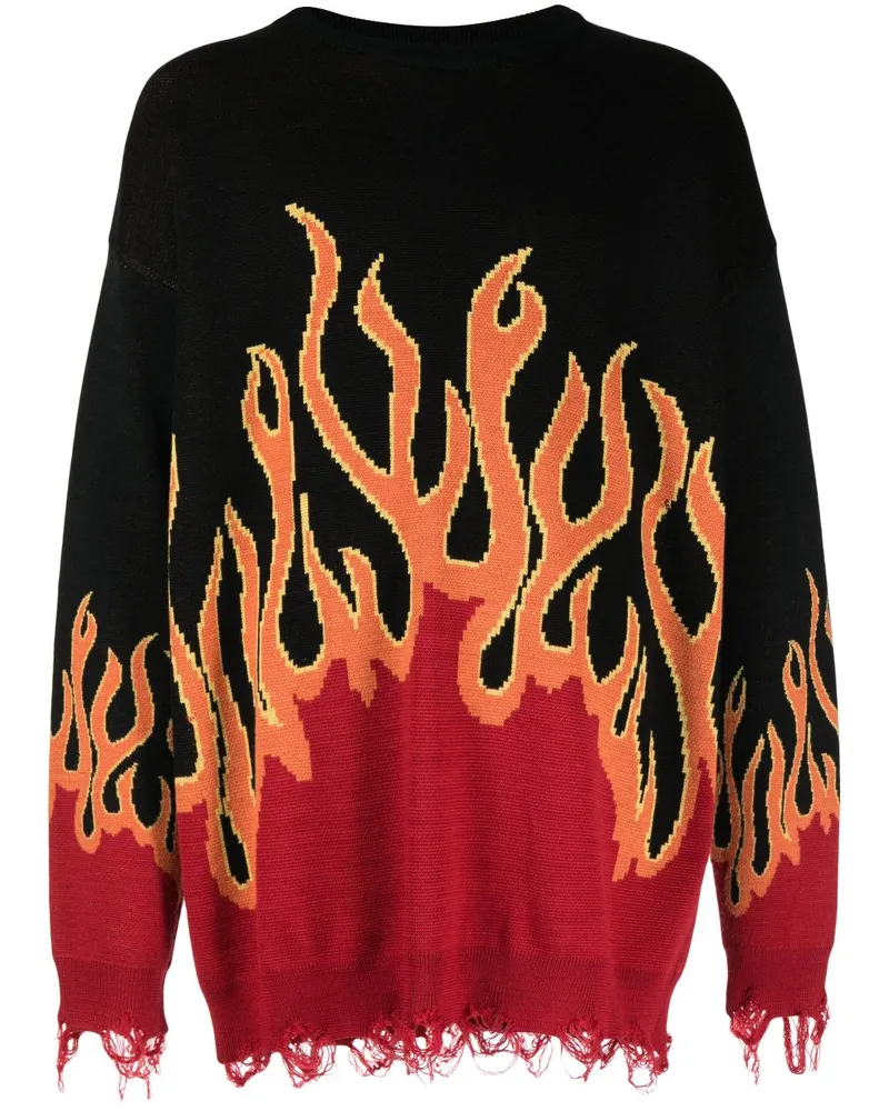 Haculla Intarsien-Pullover in Distressed-Optik - Schwarz Schwarz