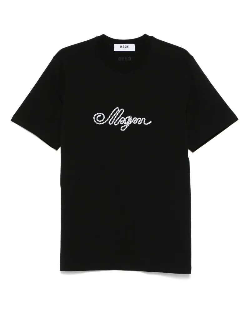 MSGM T-Shirt mit Logo-Stickerei - Schwarz Schwarz