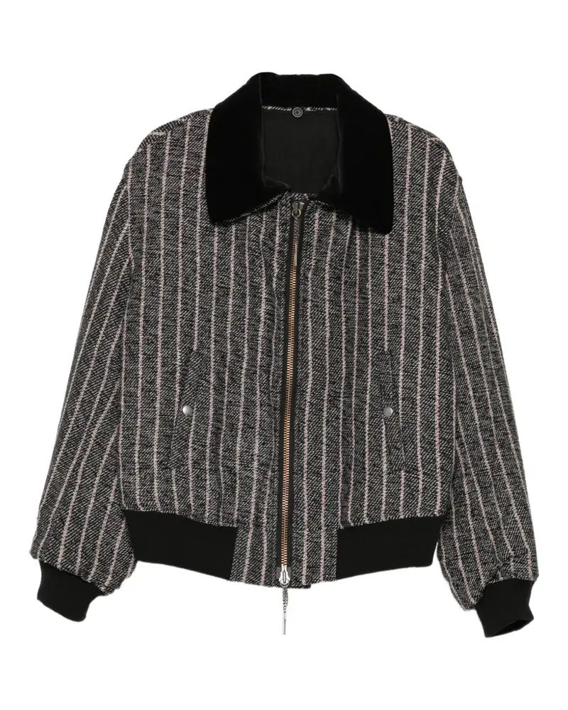 Yohji Yamamoto Fliegerjacke mit Streifen - Grau Grau