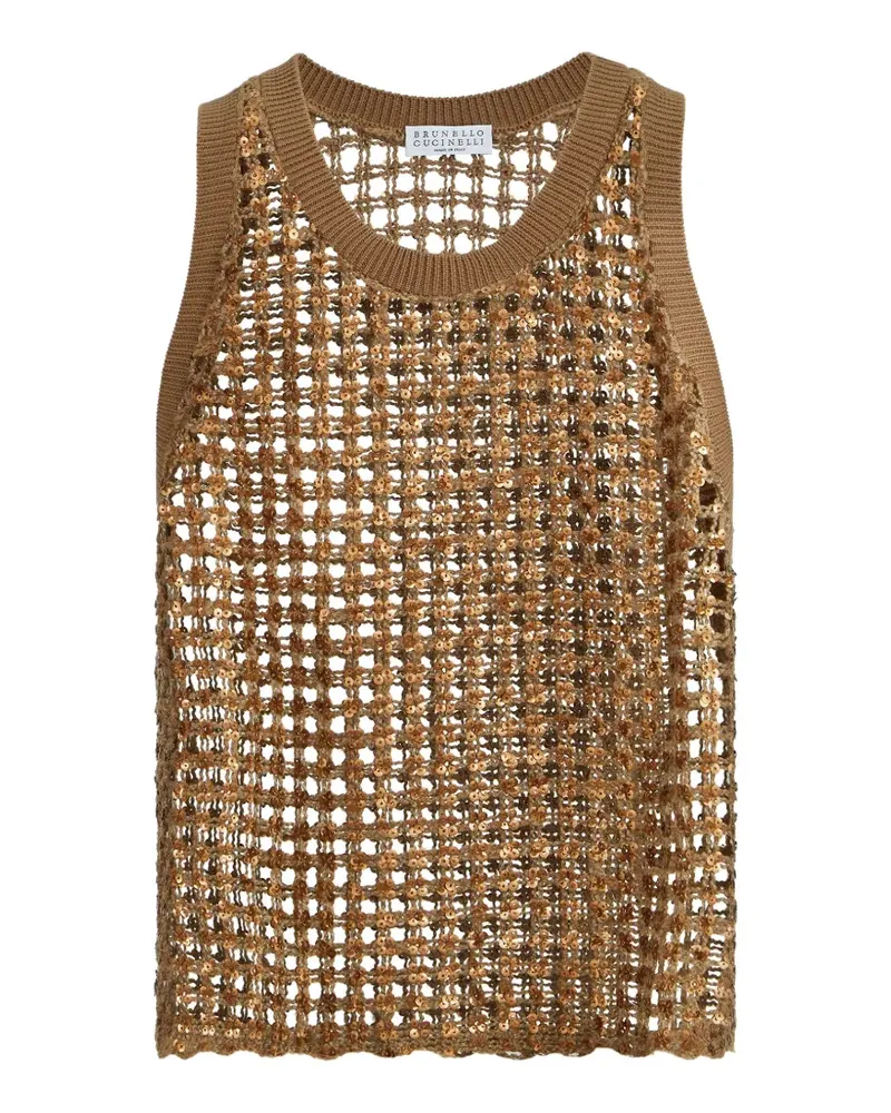 Brunello Cucinelli net-embroidery top - Braun Braun