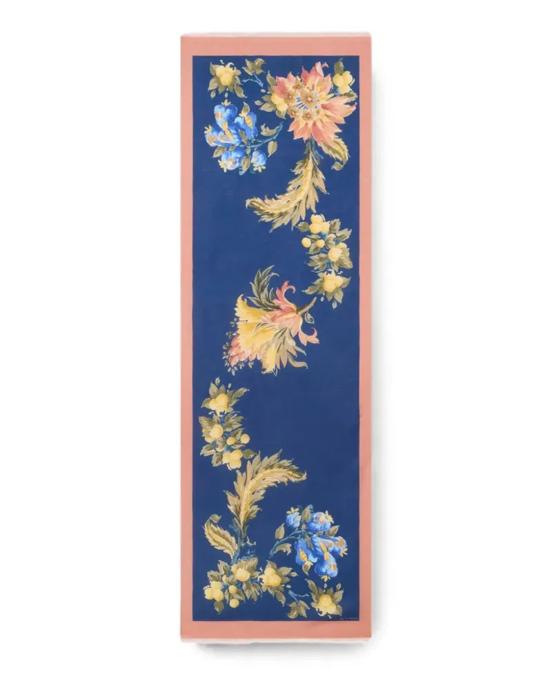 Etro floral motif modal & cashmere jacquard scarf - Blau Blau