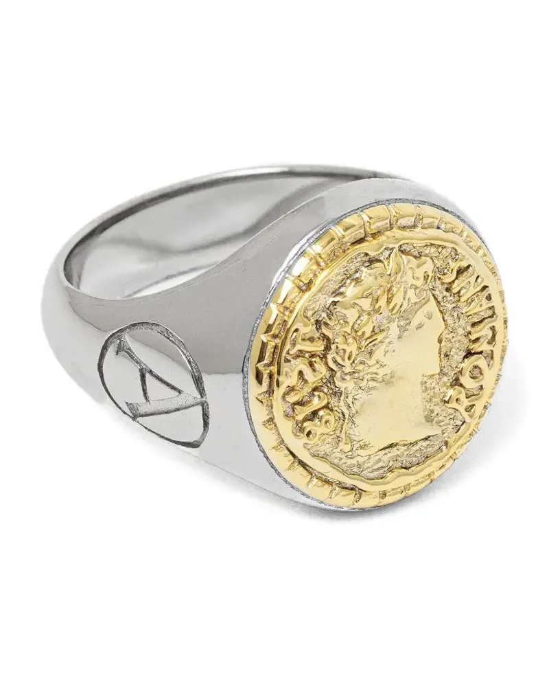 Aries Siegelring mit Münzdetail - Silber Silber