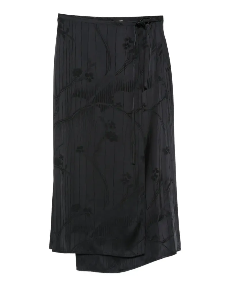 forte_forte Midirock mit Jacquard-Blumenmuster - Blau Blau