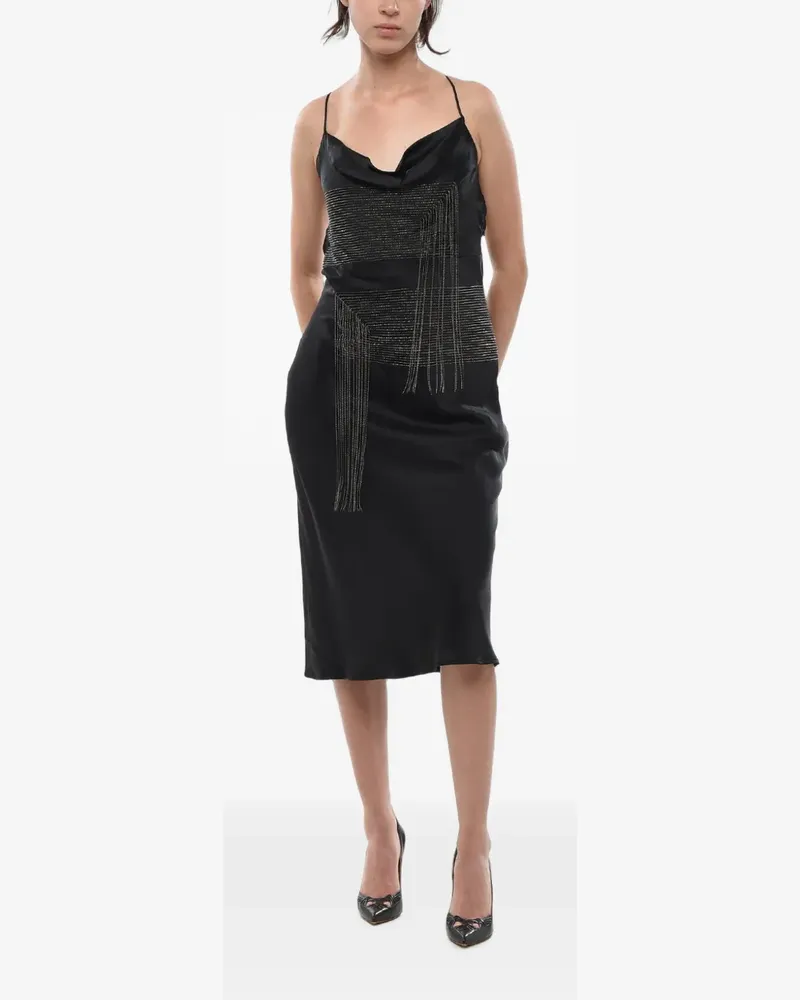 Stella McCartney jewel-embellished satin slip midi dress - Schwarz Schwarz