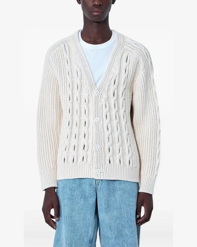Lacoste cable-knit cardigan - Nude Nude