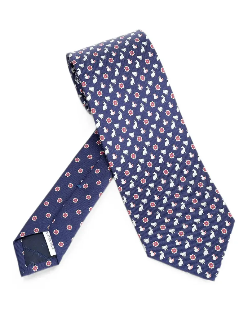 Ferragamo pointed-tip tie - Blau Blau