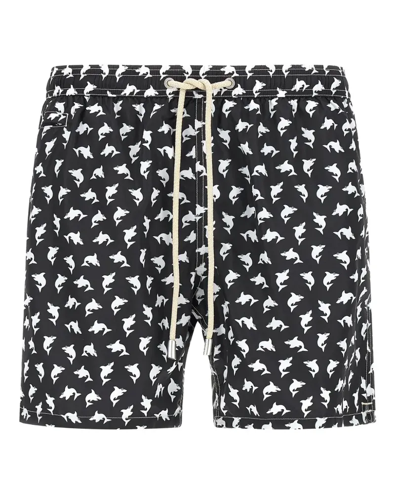 MC2 Saint Barth Badeshorts mit Hai-Print - Schwarz Schwarz