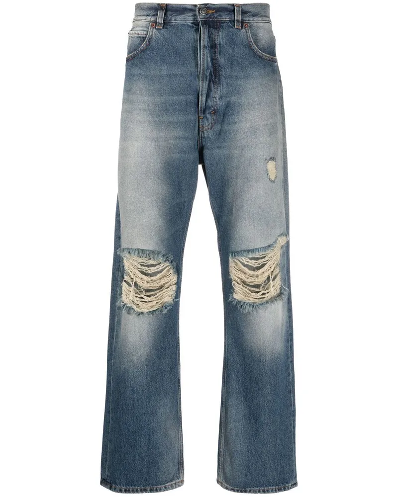 Haikure Gerade Jeans im Distressed-Look Blau