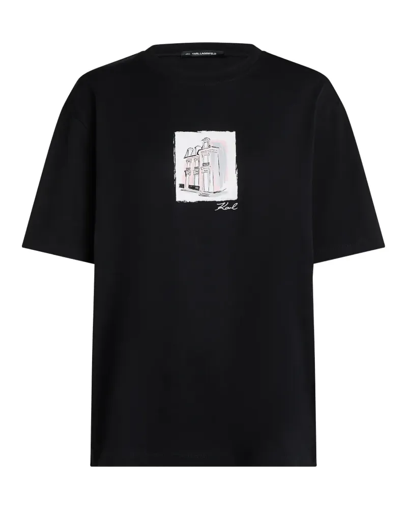 Karl Lagerfeld sketch-print oversized T-shirt - Schwarz Schwarz