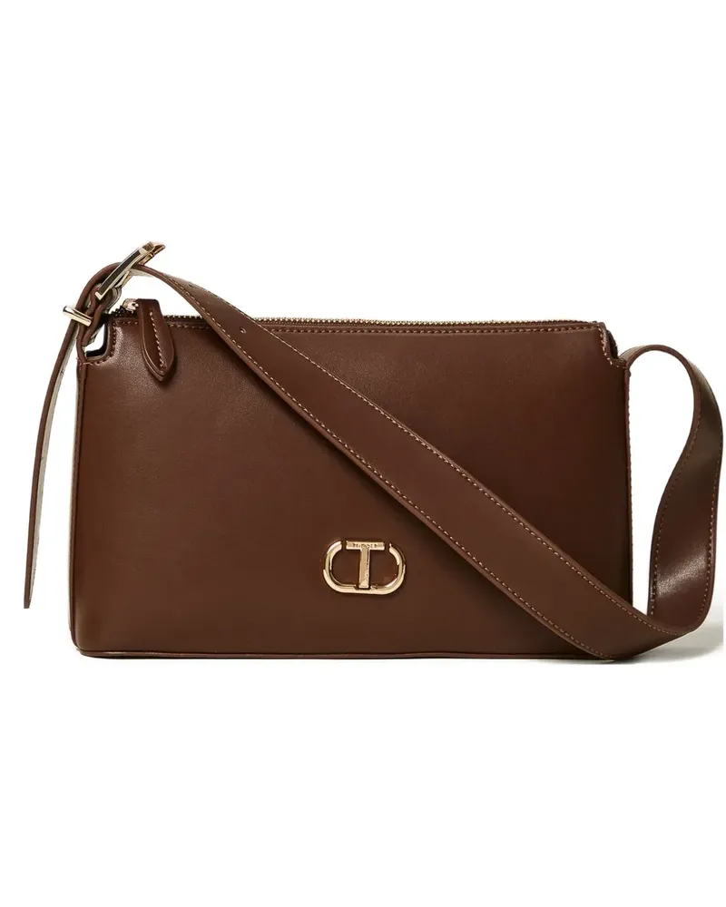 Twin-Set Schultertasche mit Schnallenriemen - Braun Braun