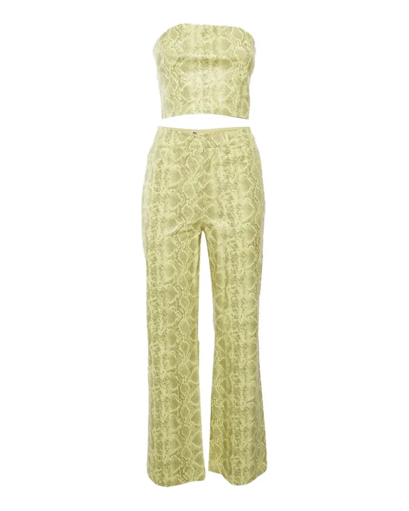 ROTATE Birger Christensen Rotie Set aus Oberteil und Hose mit Schlangenleder-Print - Grün Grün