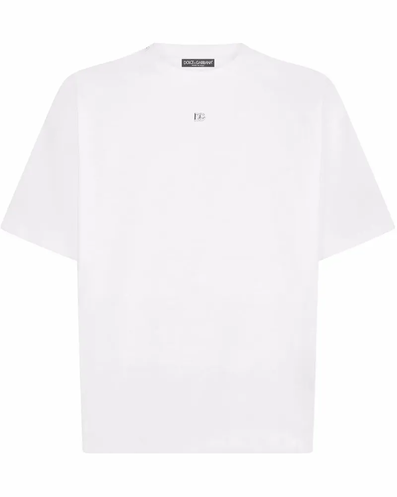 Dolce & Gabbana T-Shirt mit Logo-Schild - Weiß Weiß
